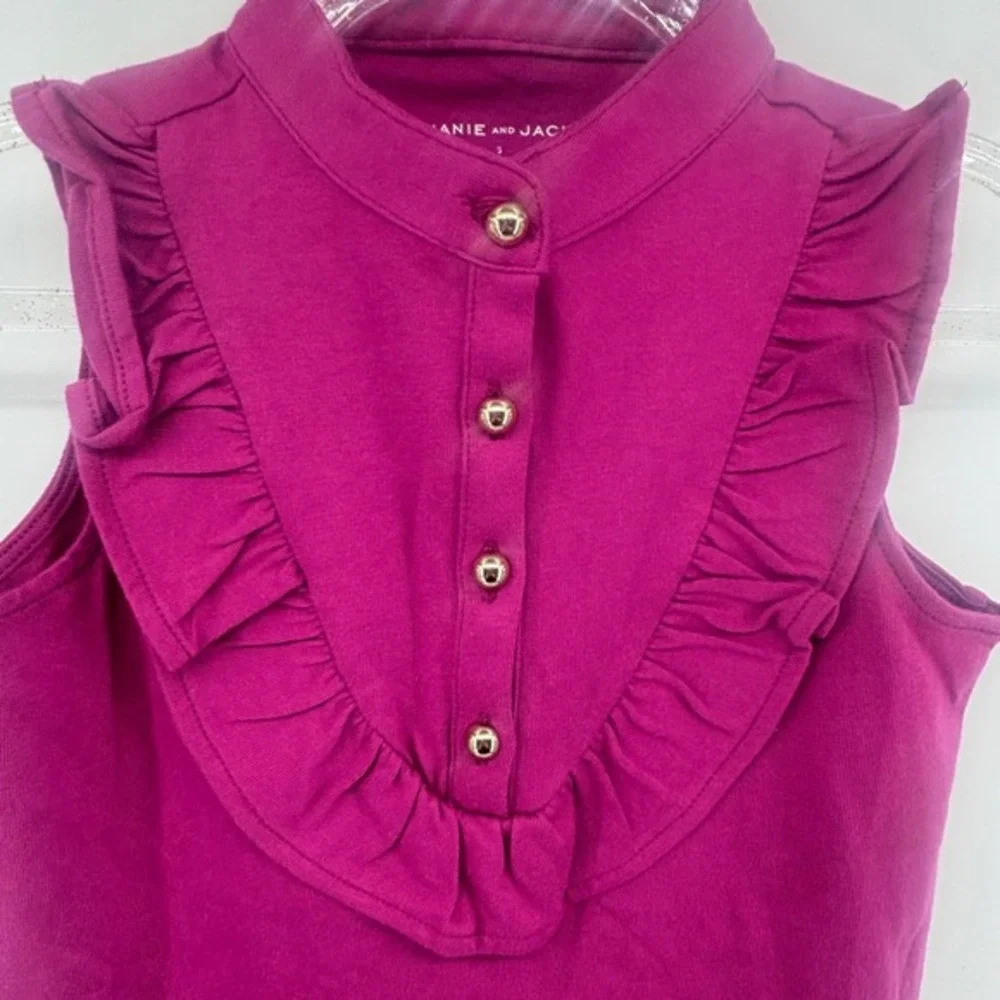 Janie and Jack Girls Pink Ruffle Bib Mock‎ Neck Sleeveless Top Size 5 NWT